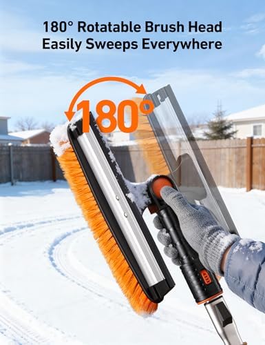 AstroAI 46" Extendable 3-in-1 Snow Brush & Ice Scrapers for Car Windshield