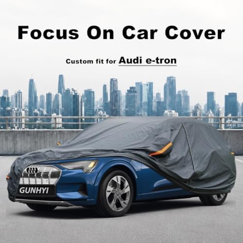 GUNHYI Premium Car Cover Custom Fit Audi e-tron, 16 Layers Heavy Duty Car Cover Waterproof All Weather with Zipper Door for Sun Rain Snow Dust Uv Protection