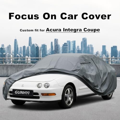 GUNHYI Premium Car Cover Custom Fit Acura Integra Coupe(1986-2001), 16 Layers Heavy Duty Car Cover Waterproof All Weather with Zipper Door for Sun Rain Snow Dust Uv Protection