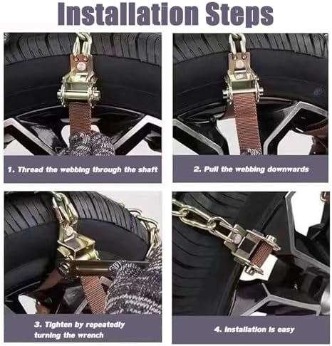 Snow Chains 1PCS Snow Tire Chains Emergency Anti Slip Tire Traction Chain for Car Truck Pickup in Snow Ice Sand and Mud (Tire Width 165-265mm)