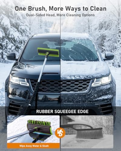 helloleiboo 55.7" Snow Brush and Ice Scrapers for Car Windshield, Green