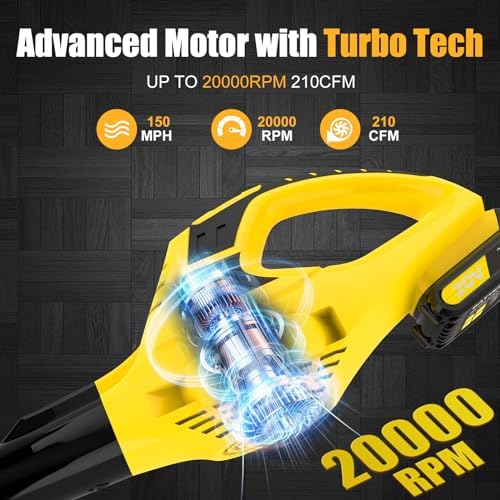 Leisch Life 21V Leaf Blower Cordless | Handheld Electric Lightweight Blower with 2.0Ah Rechargeable Battery & Fast Charger | Adjustable Speeds, Portable Design for Lawn, Patio, Yard, Sidewalk Cleaning