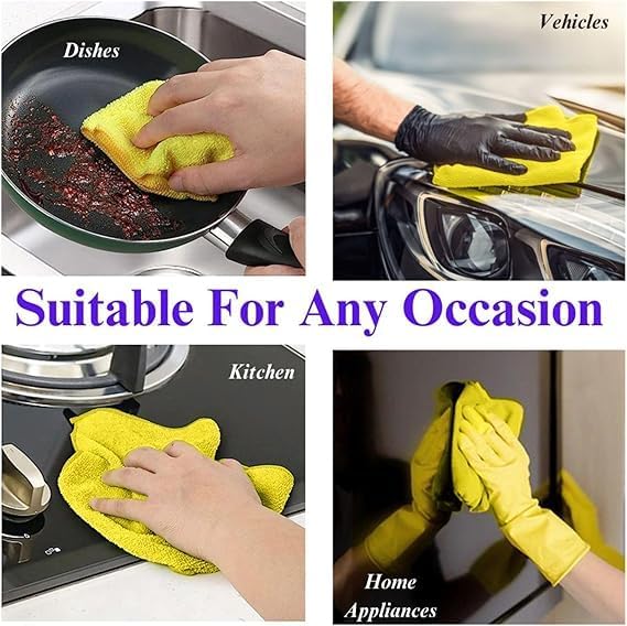 48 Pack 16'x16' Microfiber Household Cleaning Cloths - Multi-Purpose, Machine Washable, Absorbent Towels for Kitchen, Car, Home Appliances (16x16 48pk Red)