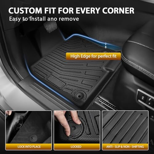 Powerty Floor Mats for Mazda CX-5 2017-2025, All Weather 3D TPE Anti-Slip Trunk Cargo Liner Seat Back Covers Protectors Full Set Car Accessories