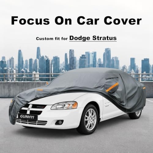 GUNHYI Premium Car Cover Custom Fit Dodge Stratus, 16 Layers Heavy Duty Car Cover Waterproof All Weather with Zipper Door for Sun Rain Snow Dust Uv Protection