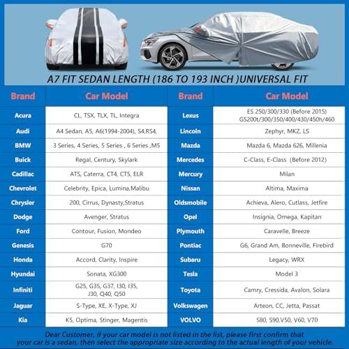 Waterproof Sports/Coupe/Cabriolet Car Cover.See Size Chart.Size A7