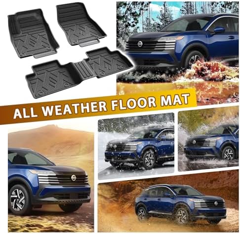 Powerty Floor Mats for Nissan Kicks 2025 2026 All Weather 3D TPE Anti-Slip Car Liners for 1st & 2nd Row Accessories