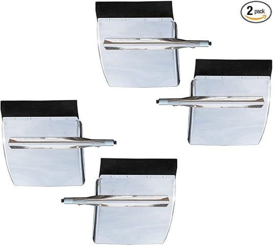 Mytee Products 4 Pack 24" x 29" Heavy-Duty Stainless Steel Quarter Fenders with Triangle Support Bracket, Polished Finish for 18-Wheelers, Semi-Trailers & Class 8 Trucks