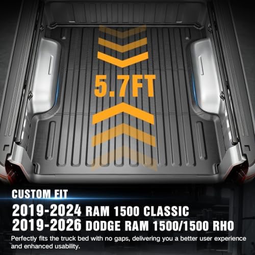 YZONA Bed Mat for 2019-2026 Ram 1500, 5.7FT· Crew Cab, Not for RamBox