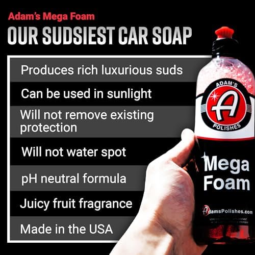 Adam’s Mega Foam Car Wash Soap (Gallon) – pH Neutral, Ultra Concentrated for Foam Cannon, Foaming Spray Gun, or Bucket – Safe for Wax, Sealants & Ceramic Coating – High Suds Car Cleaner (Pack of 2)