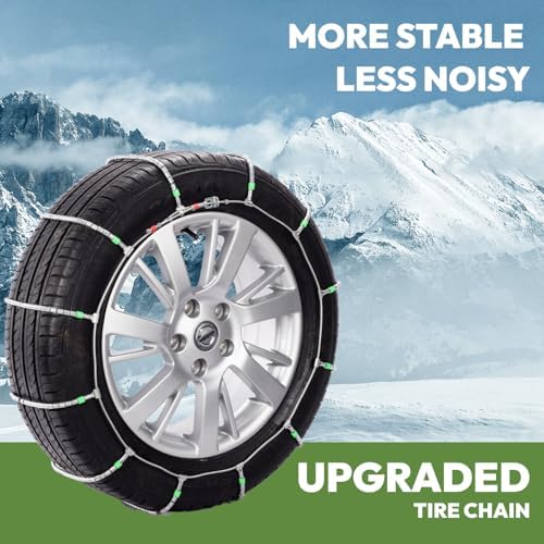 Snow Chains for Car and SUV,Cable Tire Chain,Compatible with Tire Width 195 205 215 225 235 235 MM - Set of 2