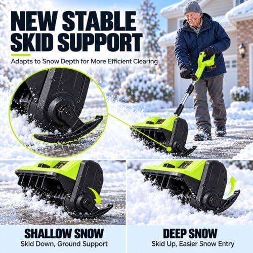 21V Electric Cordless Snow Shovel, 10In 700W Brushless Snow Blower(2X4.0Ah)