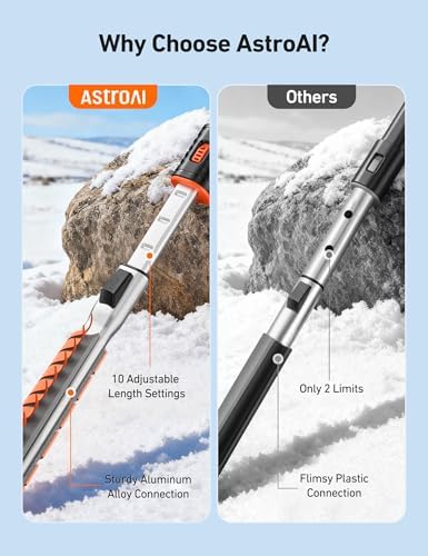 AstroAI 46" Extendable 3-in-1 Snow Brush & Ice Scrapers for Car Windshield