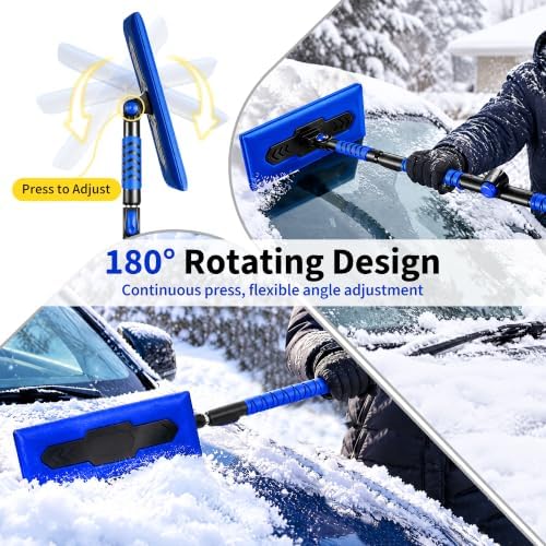 59" Snow Broom & Ice Scraper for Car, EVA Foam Head Snow Remover