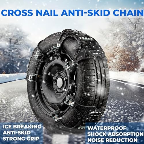 ZONETECH Tire Snow Chains 6-Pack All Season Black Upgraded Premium Quality Strong and Durable Anti-Skid Car,SUV, Pick Up and Truck for Emergency and Travel