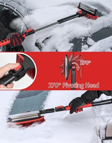 SEG Direct 42" Extendable Snow Brush with Ice Scraper, Snow Brush for Car