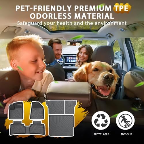 Powerty Floor Mats for Nissan Murano 2025 2026, All Weather 3D TPE Anti-Slip Trunk Cargo Liner Seat Back Covers Protectors Full Set Car Accessories