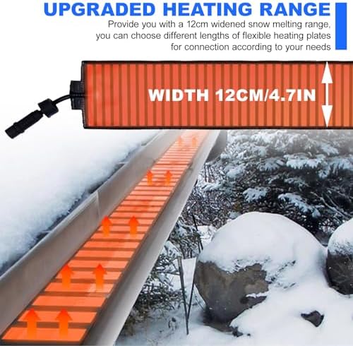 Outdoor Electric Snow Melting Mats for Roof and Gutters, 50℃/122℉ Roof Snow De-Icing Kit, Roof Heat Tape for Ice Dam & Pipe,PVC Flexible Material-Supports Curling,500cm/16.4ft