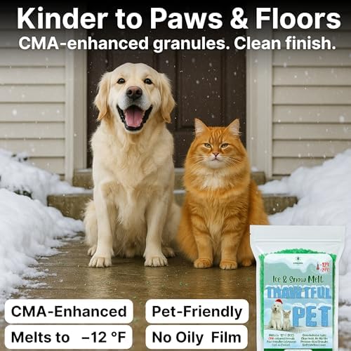 Thawtful Pet Safe Ice Melt – Pet Friendly Ice Melt, Snow Melt – Green Granules with CMA, Melts to −12°F (−24°C) - Driveway Salt & Sidewalk Salt for Ice (5 qt. - 10.6 lb.)