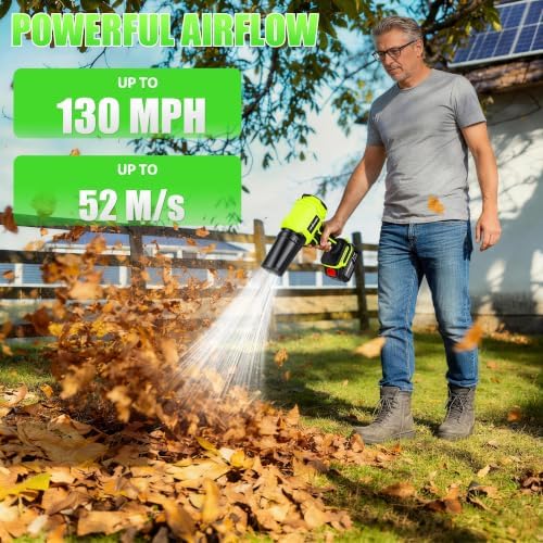 Cordless Leaf Blower with 2 x 4.0Ah Batteries and Fast Charger, Lightweight Electric Handheld Blower, Variable Speed for Lawn Care, Patio, Garage, Driveway Cleaning, Dust Removal and Car Drying