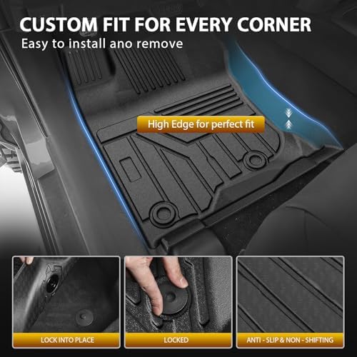 Powerty Floor Mat Cargo Liner for Toyota 4Runner 2010-2024 (Fit 7 Seats) All Weather 3D TPE Anti-Slip Car Protection, 1st & 2nd Row Set with Rear Cargo Mat Accessories
