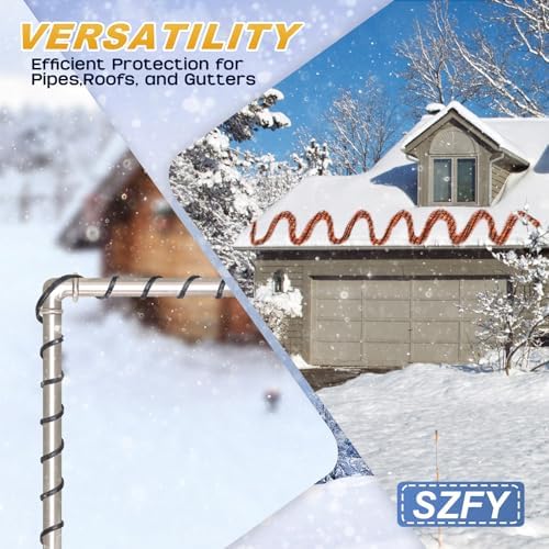 3FT~200FT Heat Tape for Water Pipes -40°F Deicing Pipe Heat Cables for Roof (50FT)