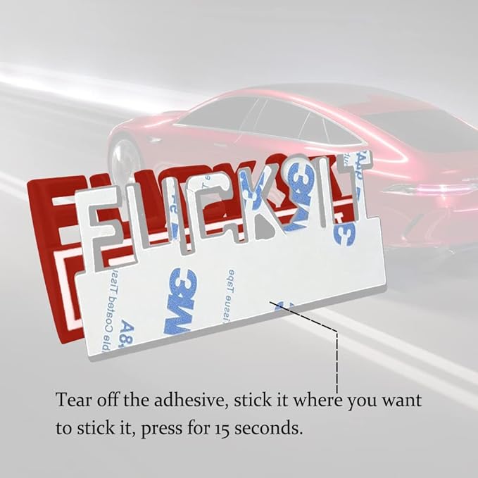Fuck IT Edition Emblem, Car Exterior Emblems Badge 3D Sticker Decal, Fuck-IT Edition Emblem 3D Fender Badge Decal, 3D Fender Badge Decal Car Truck Replacement, Fit for All Cars (Red White)