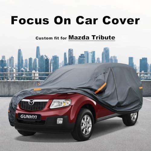 GUNHYI Premium Car Cover Custom Fit Mazda Tribute, 16 Layers Heavy Duty Car Cover Waterproof All Weather with Zipper Door for Sun Rain Snow Dust Uv Protection