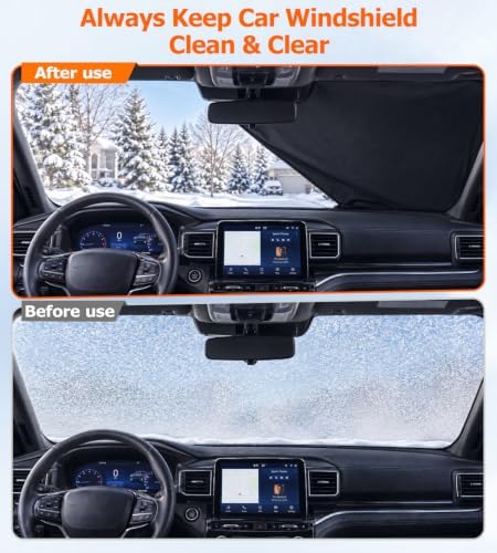 DooGooCoo 3-in-1 Universal Windshield Cover for Ice & Snow with Ice Scraper