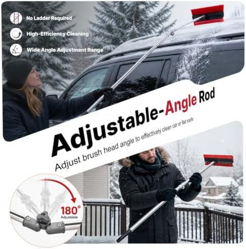 2-in-1 Roof Rake for Snow Removal & Leaf Cleaning, 5-20FT Adjustable