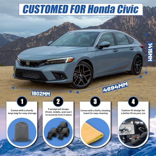 Car Cover Custom Fit for Toyota Corolla (2000-2026) Honda Civic (1991-2026)