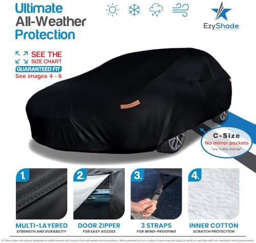 EzyShade Sports Car Cover Waterproof All Weather. See Size-Chart. Black C3