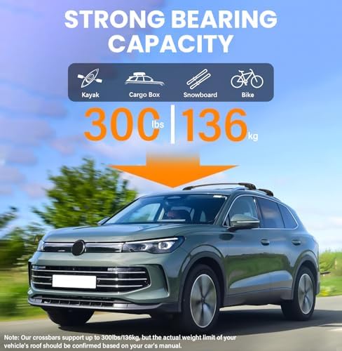 Roof Cross Bars Compatible with Volkswagen VW Tiguan 2018-2026