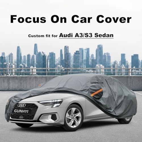 GUNHYI Premium Car Cover Custom Fit Audi A3/S3/RS3 Sedan, 16 Layers Heavy Duty Car Cover Waterproof All Weather with Zipper Door for Sun Rain Snow Dust Uv Protection