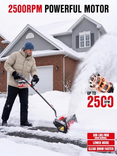 EWORK 20V 12-Inch Cordless Snow Shovel with 4.0Ah Battery and Fast Charger