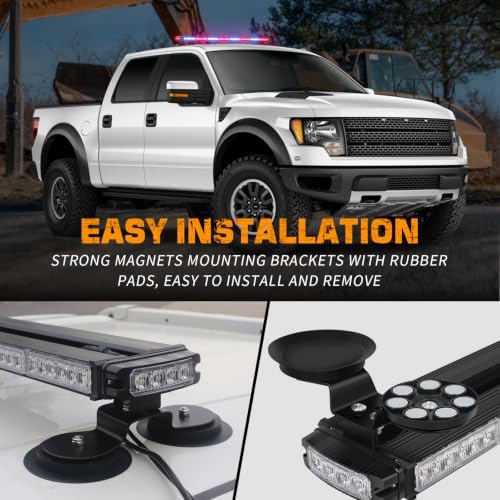 XRIDONSEN 37" 104 LED Roof Strobe Light Bar Top Magnetic lights