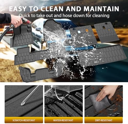 Powerty Floor Mats for Honda Pilot 2023-2025 2026, All Weather 3D TPE Anti-Slip Trunk Cargo Liner Seat Back Covers Protectors Full Set Car Accessories