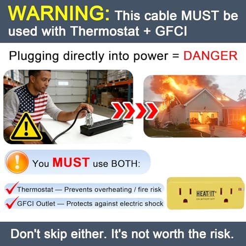 HEATIT HIRD 100FT Roof & Gutter De-Icing Cable, 5W/ft Heat Tape