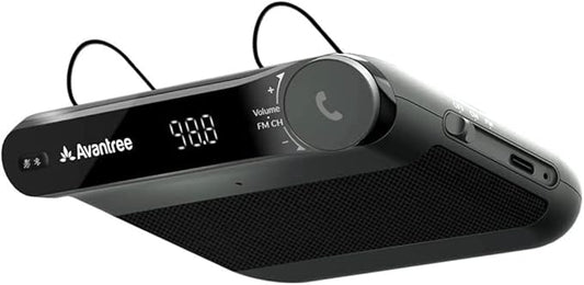 Avantree Roadtrip - Car Bluetooth Speaker & Wireless FM Transmitter Kit 2-in-1 for Streaming Cell Phone Audio to Car Speaker with Hands-Free 6W Speakers, Built-in Mic, and Long 22hr Playtime