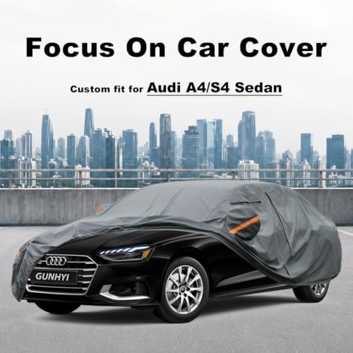 GUNHYI Premium Car Cover Custom Fit Audi A4/S4 Sedan, 16 Layers Heavy Duty Car Cover Waterproof All Weather with Zipper Door for Sun Rain Snow Dust Uv Protection