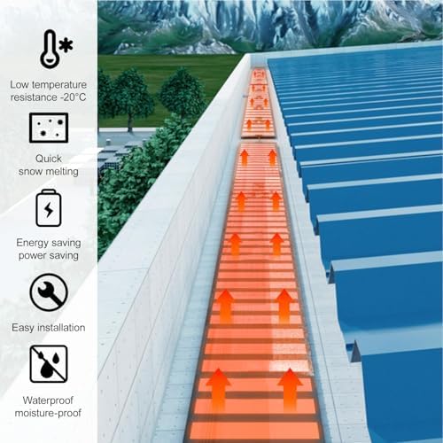 Heated Snow Melting Mats,12cm Roof Heat Tape PVC Flexible Snow Melting Mat,Outdoor De-Ice Melt Mats for Gutters Downspouts,Winter Removal and Ice Melt Products,500cm/16.4ft