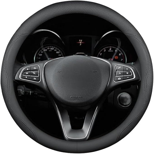 RYE for BMW Steering Wheel Cover, Leather Car Steering Wheel Cover Heavy-Duty Durable Breathable, Custom-fit for BMW X3 X5 X7 3/5/7 Series 328i 550i Accessories - Black Pattern 2
