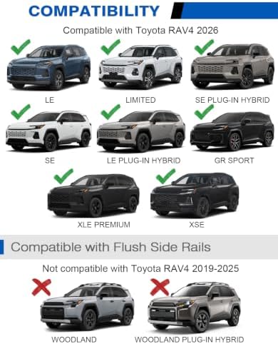 Wonderdriver 330lbs Lockable Roof Rack Cross Bars for 2026 Toyota RAV4