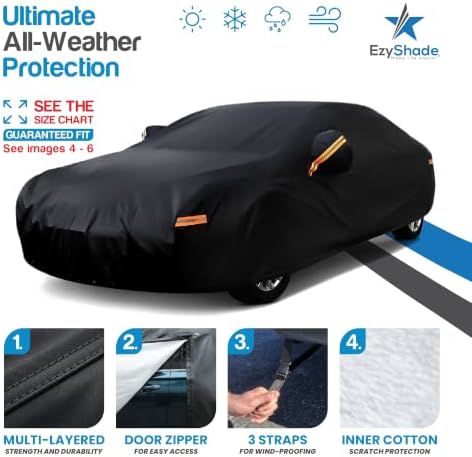 EzyShade Car Cover Waterproof All Weather. See Vehicle Size-Chart. Black A1