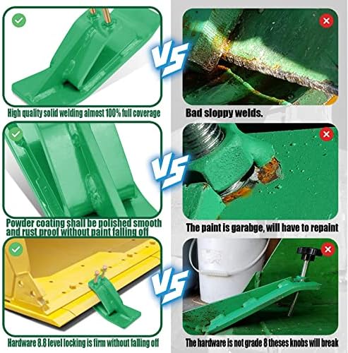 Tractor Bucket Protector(Upgraded Version), 2Pcs Ski Edge Protector, Turf Tamer Skid Protector with Grade8.8 Double Lock Nuts and Bolts, Heavy Duty Steel for Snow Removal Spreading Gravel,Green