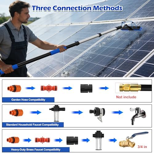 25 FT Reach Solar Panel Cleaning Brush Kit with Telescopic Pole