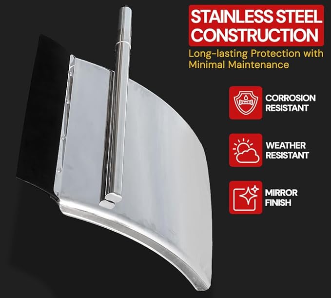 Mytee Products 2 Pack 24" x 29" Stainless Steel Quarter Fender Set for Semi Trucks – Polished Finish with Tube Bracket Mounting Kit, Universal Fit for Trailers & Class 8 Vehicles (Left & Right Set)