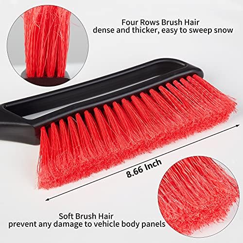 FOVAL 27" Snow Brush with Wider Ice Scraper (4.73" Width)(2 Pack), Snow Removal Car Brush with Comfortable Foam Grip for Cars, Trucks, SUVs, Windshield (Heavy Duty ABS, PVC Brush)