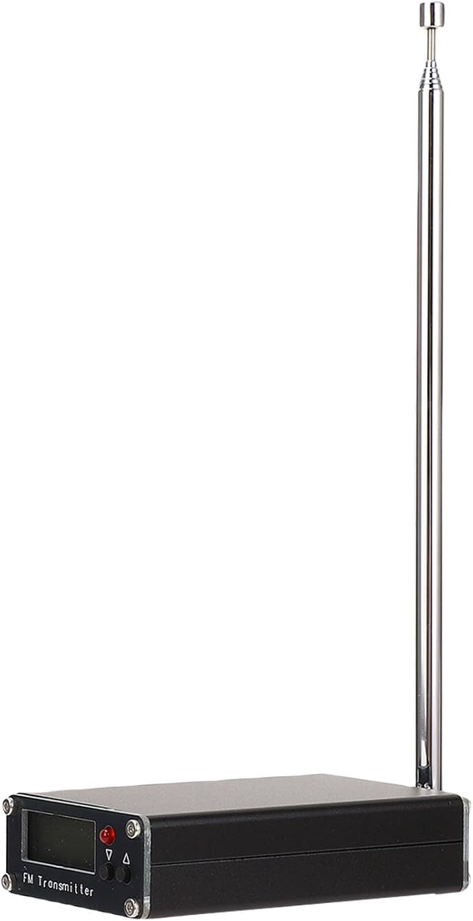 ASHATA FM Stereo Transmitter with Antennae Frequency 76-108MHz LCD Display, 2000m Range USB Type C Power for Drive in School Events