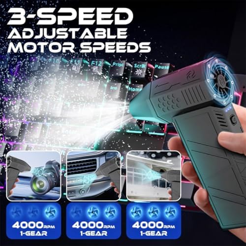 1500w Thermal Blower, 2026 Upgraded Snow Blower for Car, Windshield Antifreeze Blower 3 Gear Adjustable Turbo Blowers, for Patio Cleaning, Lawn Care and Car Dust Removal (2Sets)